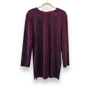 Vintage JBS Burgundy Velvet Faux Button Long Sleeve Tunic Women’s Size 10 NWT
